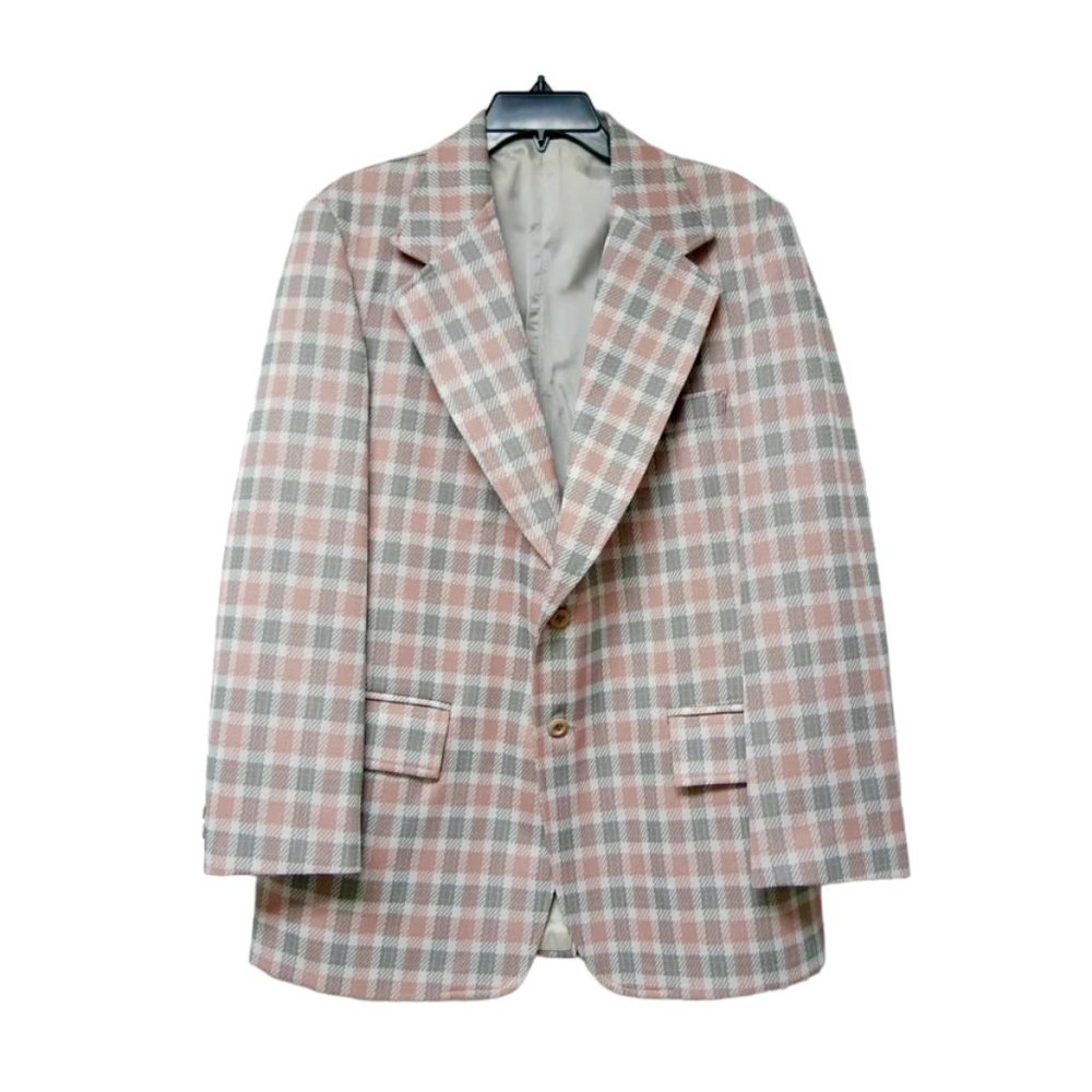 VTG 70s Lenox Royal Collection plaid poly jacket
